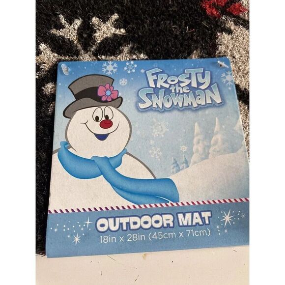 Frosty The Snowman Christmas Outdoor Coir Mat Rug 18 X 28” Snowflakes Winter NEW - Picture 3 of 11